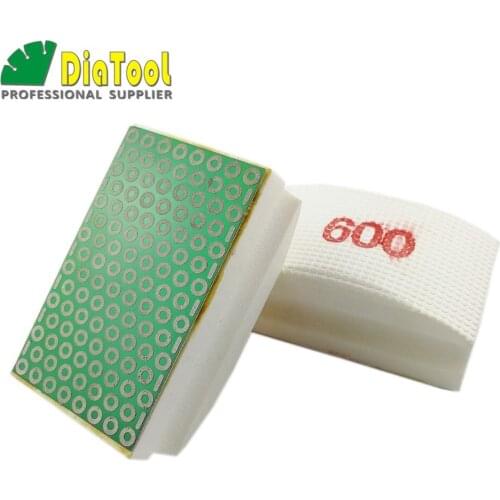 DIATOOL 2pcs Electroplated Diamond Hand Pad 90X55MM Diamond Grit 600 Foam Backed Hand Polishing Pad