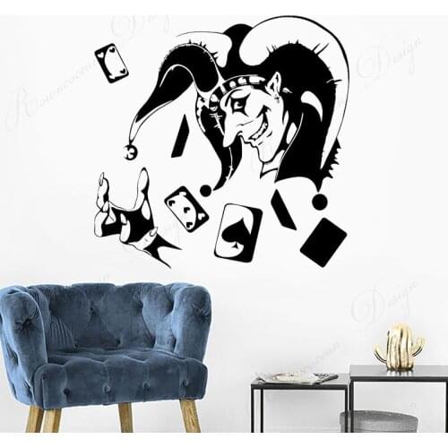 Joker Card Poker Gambling Gambler Casino Wall Sticker Vinyl Interior Design Decoration Decals Removable Wallpaper Murals 4326