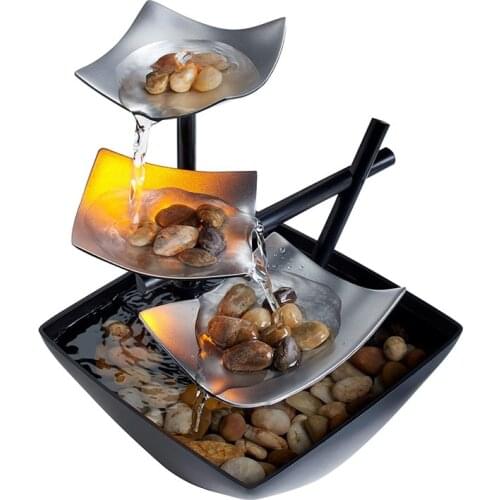 Indoor Waterfall Living Room Tabletop Ornaments Water Fountain Three Layers Cycle Flowing Water Waterfall Home Decoration