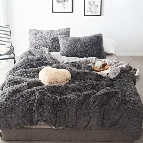 Mink Velvet Bedding Sets 20 colors lambs wool Fleece Bed Sheet Duvet Cover bedclothes Fitted sheet Queen size 4/6/7pc 45