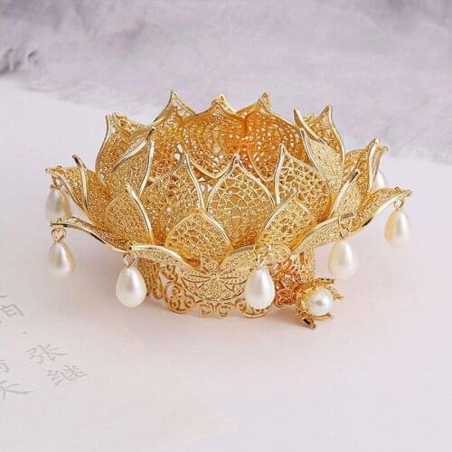 Royal lotus headdress fairy Jewelry Hanfu Headdress princess Crown Ancient Ways Headwear Costume Accessories