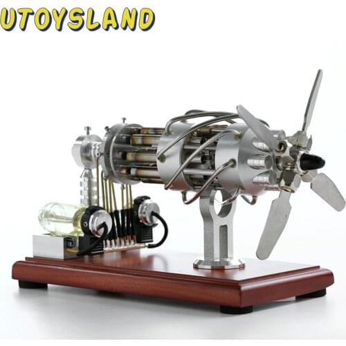 Hot Air Stirling Engine Motor Model 16 Cylinders Swash Plate Physics Educational Toys For Kids Scientific Gift Toys 2018-Silver