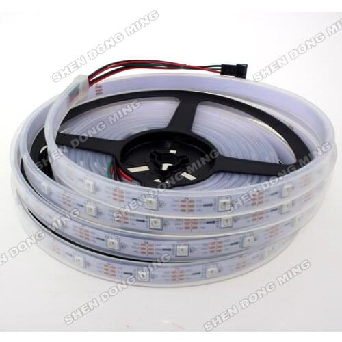 2017 hot-sale waterproof IP67 DC 5V 12M/lot WS2812 LED strip pixel 60leds 60pcs 5050SMD RGB digital led light indoor decoration