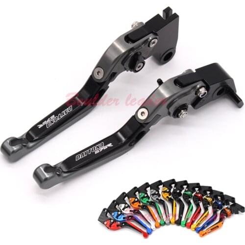 Logo(DAYTONA 675R) 13 Colors CNC Motorcycle Adjustable Folding Extendable Brake Clutch Levers For Triumph DAYTONA 675 R 11-16