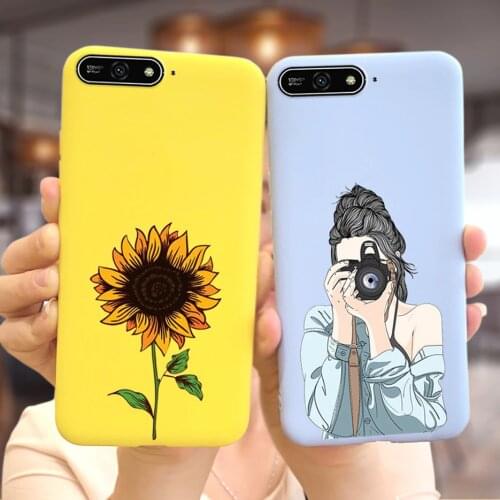 Cute Sunflower Case For Huawei Y6 2018 Case Y 6 Prime 2018 Soft TPU Silicone Back Cover For Huwei Y6 2018 Phone Cases Full Coque