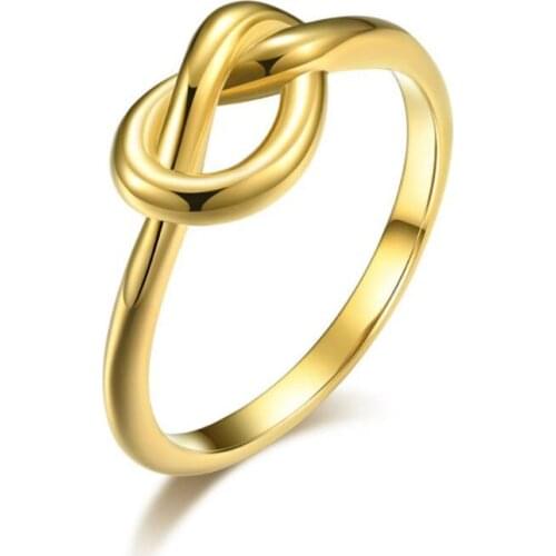 FYSARA Fashion Knot Rings For Women Girls Stainless Steel Knot Charm Ring Simple Finger Jewelry Size 4-11