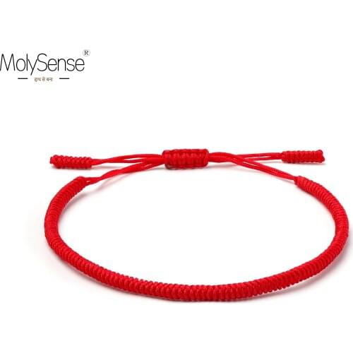 Molysense Red Tibetan Buddhist Love Lucky Charm Tibetan Bracelets & Bangles For Women Men Handmade Knots Rope Budda Bracelet