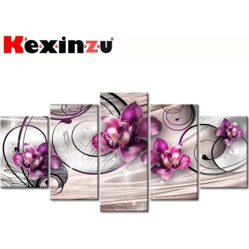 5pcs Full Square/Round Drill 5D DIY Diamond Painting Cross Stitch"Flower Home" Multi-picture Combination Embroidery Decor Home p