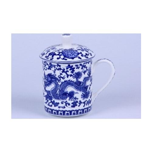 Genuine Jingdezhen ceramic, Porcelain teacup 500ml, Bone China, blue dragon tea cup, office CupS, Chinaware