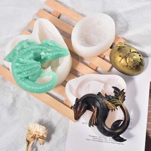 New Dinosaur Egg Liquid Silicone Mold Egg Sea Dragon Sleeping Dragon For Cake Bread Jelly DIY Soft Kitchen Tool Accessories
