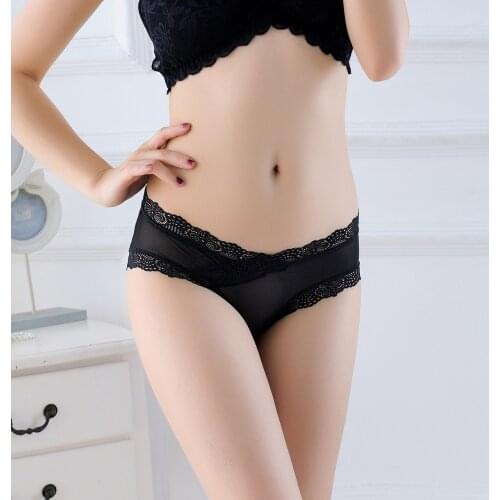 Spring and summer new fine gauze ladies underwear lace waist breathing cotton crotch lace edge gauze buttock cover 7150