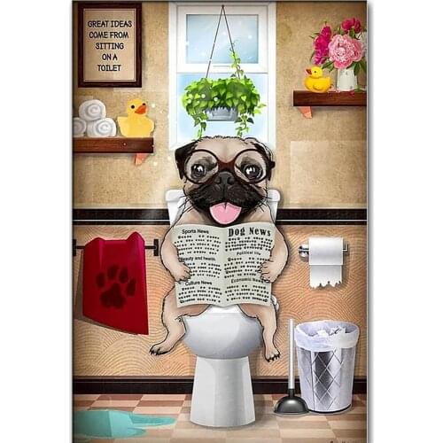 Full circle diamond 5D DIY diamond painting sharpei dog sitting on the toilet decorated with diamond embroidery mosaic cross sti