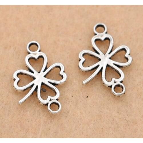 KJjewel 15pcs Antique Silver Plated Flower Clover Connector for Jewelry Making Bracelet Accessories DIY Jewelry Findings 11mm