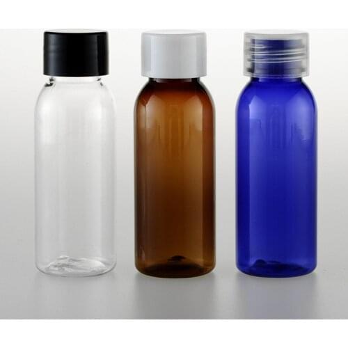 Empty Plastic Bottle 30ml Transparent Rotating Cover Bottle Black Cap Plastic Container Empty White Cap Cosmetic Container 50pcs