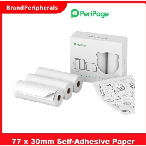 PeriPage 77 x 30mm Self-Adhesive Thermal Paper Sticker BPA-Free Printable Sticky Paper Roll Waterproof Oil-proof Friction-proof