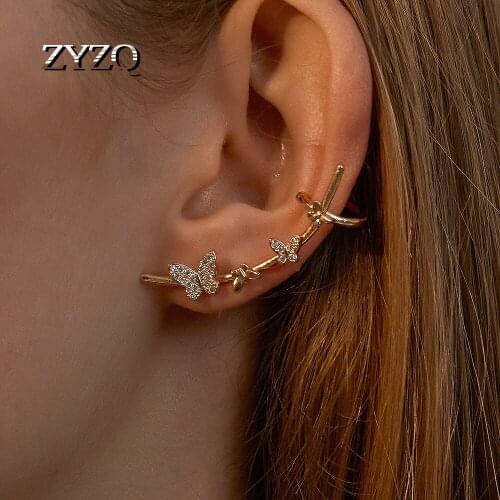 ZYZQ Cute Crystal Butterfly Earring 2020 Trend Rhinestone Bow Ear Studs Earrings For Women Small Piercing Stud Boho Jewelry