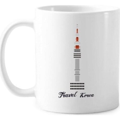 Seoul Tower in Korea Classic Mug White Pottery Ceramic Cup Gift With Handles 350 ml