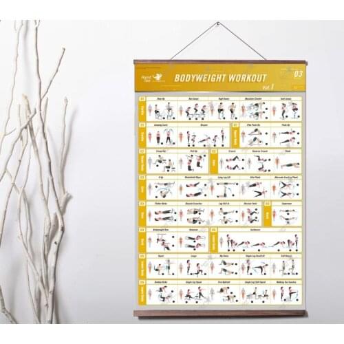 Barbell Workout Exercise Bodybuilding Guide Fitness Art Canvas Print poster decoration painting with solid wood hanging scroll