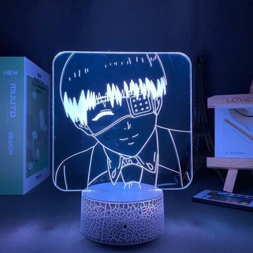 Led Panel Lights Anime Figure Tokyo Ghoul Manga Ken Kaneki Light for Kids Bedroom Decor Night Light Birthday Gift Tokyo Ghoul