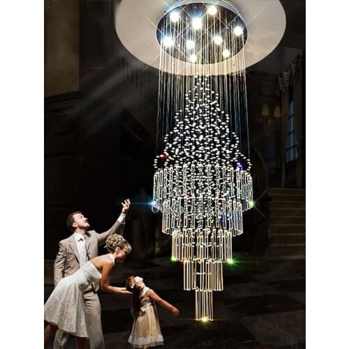 1PCS LED Crystal Chandeliers Light Fixture for Staircase Stair Lights Luxury Hotel Villa Vanity Bedroom Hanging Lamp GF417