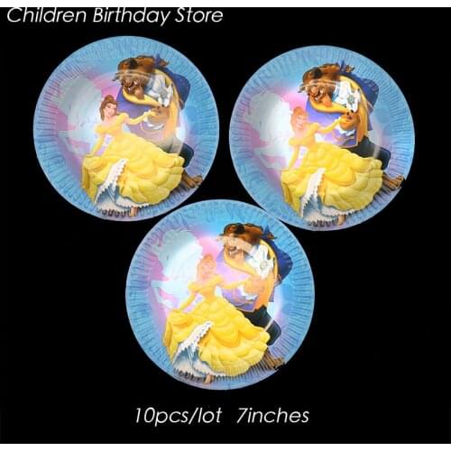 10pcs/lot Beauty and Beast disposable plates Beauty and Beast birthday party decorations Beauty and Beast party supplies