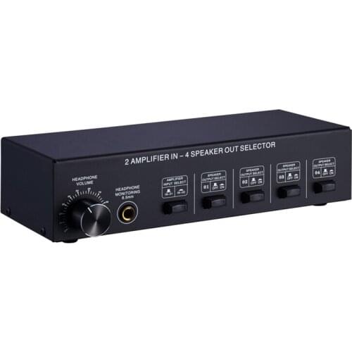 2-IN-4-OUT Amplifier / Speaker Splitter Stereo Audio Switcher Box Selector + Amp Simple Appearance But Powerful Function Durable