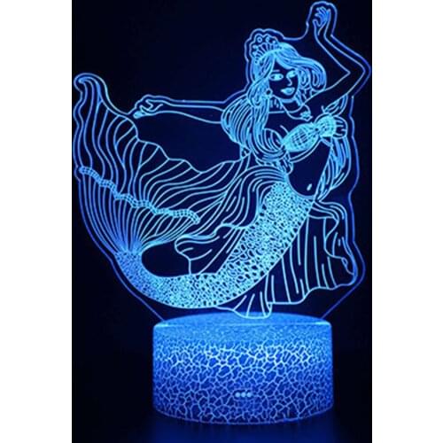 ValentineS GiftAbstract Artist Graphics CartoonMermaid Series3DTable LampColorful Touch Remote Control Creative Night LampLED73