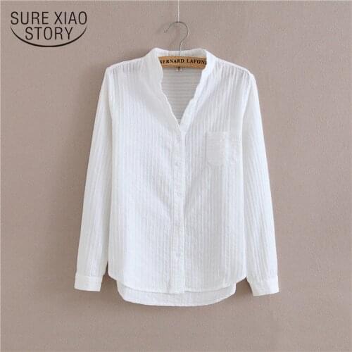 Fashion New Office White Blouse Women Shirts Long Sleeve Cotton Blouse Shirt High Quality Women Blouses Casual Ladies Tops 1715