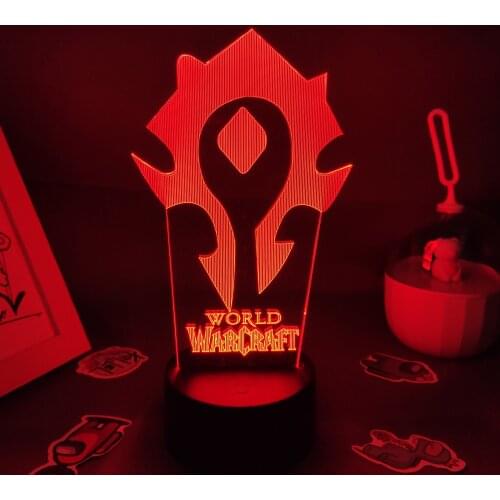 World Of Warcraft Game Horde Flag LOGO Lamp Led RGB Night Lights Cool Gift For Friend Gaming Room Table Colorful Mark Decoration