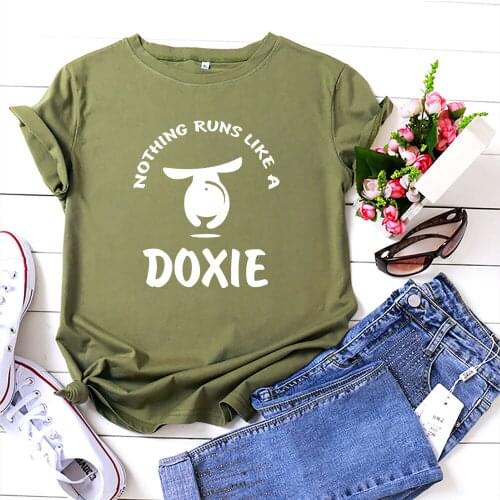 2021 Summer Womens T-Shirt Multicolor Women Clothes Nothing Runs Like A Doxie Oversized T-shirt O-neck Short Sleeve Women Tops