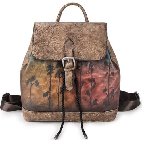 YourSeason Genuine Leather Female Vintage Bag 2021 Handmade Cowhide Womens Large Capacity Backpacks