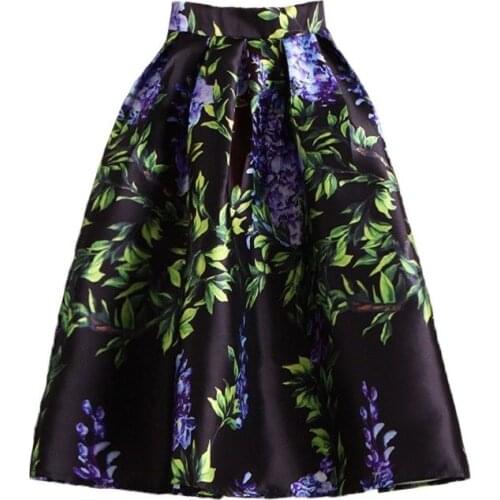 BunniesFairy 2020 Summer New Mori Girl Fresh Style Women Green Leaves Floral Print High Waist A-Line Midi Skirt Saias Femininas