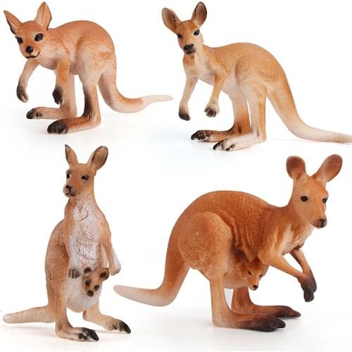 Female Kangaroo with Cub Animal Simulation Model Doll Kid Educational Ornament Early Education Toys For Children Birthday Gifts