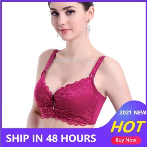 Women 3/4 Cup Deep V Lace Lady Push Up Bra Black Bras For Women Sexy Lingerie Large Cup Sujetador Sutia Big Size