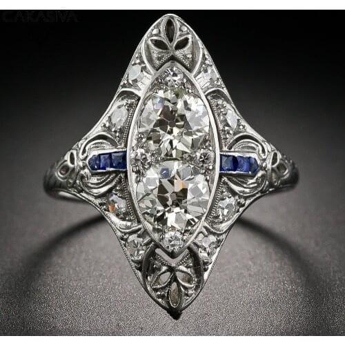 Luxury Court 925 Silver Blue Gem Topaz Ring Womens Engagement Wedding Birthday Gift Ring Jewellery