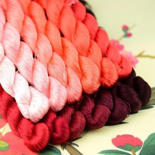 1pcs 100% silk thread /hand embroidery embroider cross stitch 400m silk embroidery thread red series/13 gradient colors