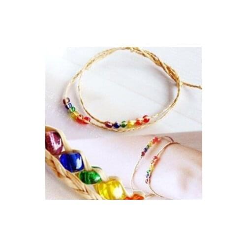 100pcs free shipping pure or mixed color beads Raffia Bracelet, handmade Raffia Bracelet 12 measle beads bracelet