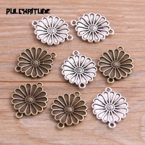 20pcs 18*23mm Two Color Flowers Plant Charms Connector Jewelry Making DIY Handmade Craft DIY