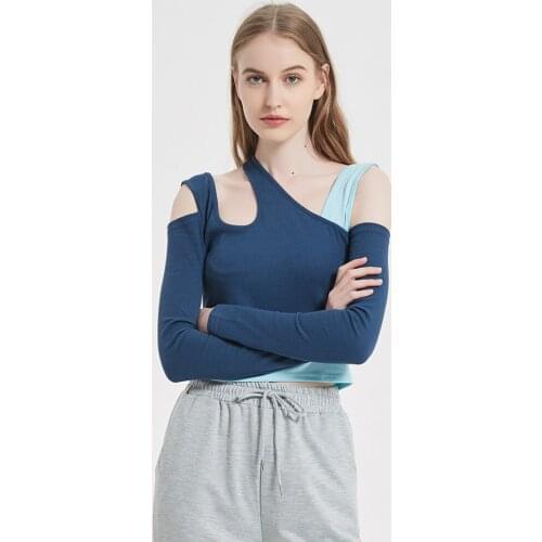 2021 New Spring Autumn Women Shirt Asymmetrical Leisure T-shirts One Shoulder Long Sleeve Top Women Shirts Woman Casual Top