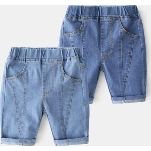 2021 Summer New Design 2 3 4 5 6 8 10 Years Children Clothes Handsome Pocket Elastic Capris Jeans Denim Shorts For Kids Baby Boy