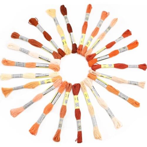 Orange Colors 12 Skeins of 8.7yards Double Mercerized Cotton Floss 6 Strands Cross stitch Embroidery Thread DMC Chart Column 15