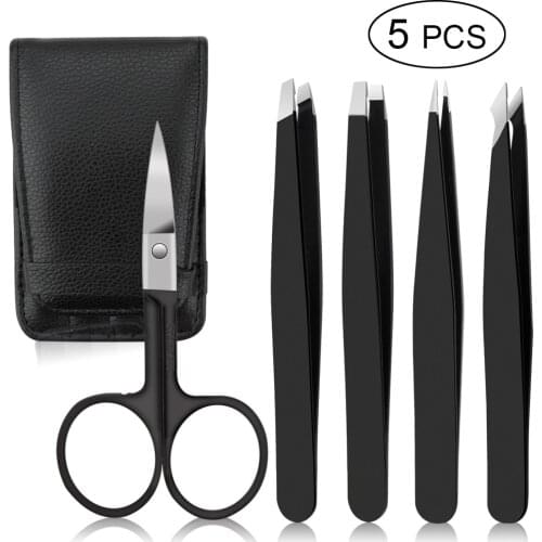 4/5Pcs Eyebrow Tweezer Set Stainless Steel Professional Eye Lashes Extension Tweezers Eyebrow Tongs Scissors Cosmetic Tools