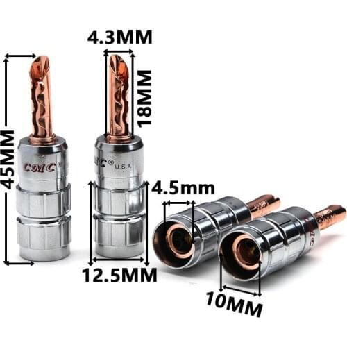 4pcs Speaker Banana Plug Connector Gold Plated Copper Jack Male Plug Screw Wire Adapter for Audio Video Cable Connector