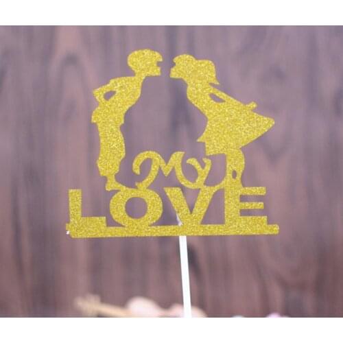 50pcs My Love Cupcake Cake Toppers Flag For Wedding Party Aniversary Birthday Baby Shower Decorations Supplies