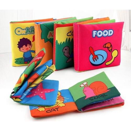 6 Pieces Set Non-Toxic Fabric Soft Cloth Book Rustled Cognitive Animal Early Development Baby Infant Book Learning Education Toy