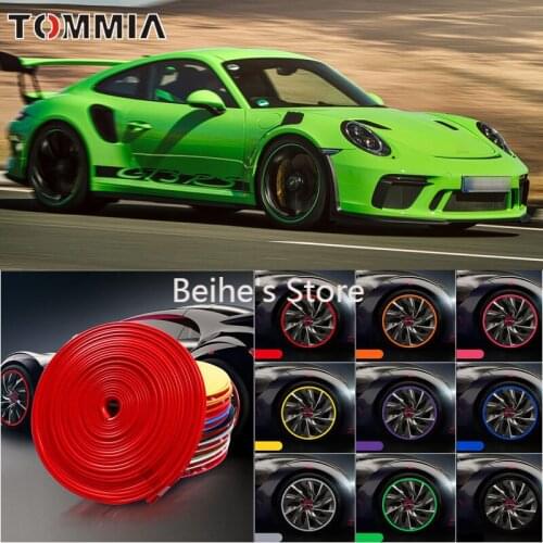 8M Car Wheel Hub Rim Edge Protector Ring Tire Strip Guard Rubber Decals For Porsche 911