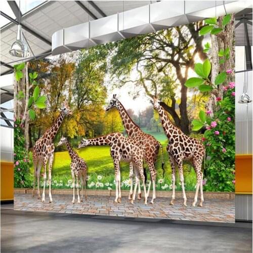 Beibehang Large Custom Fresco Animals World Giraffe Home and Forest Cubes 3D 3D Walls papel de parede 3d wallpaper