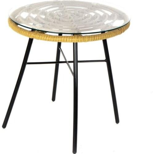 Side table DKD Home Decor Metal Crystal Rattan (44 x 44 x 43 cm)