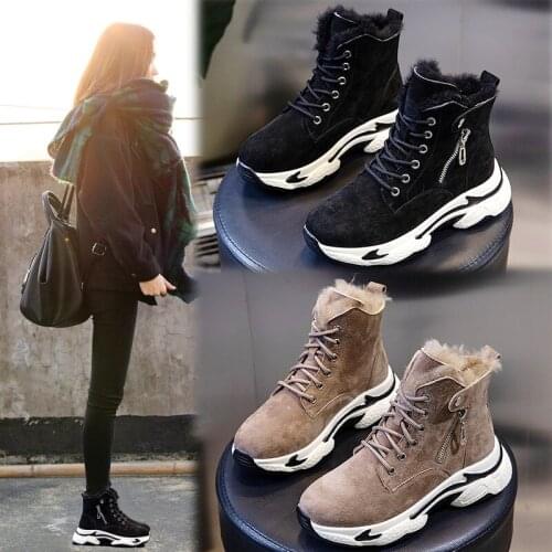 Genuine Leather Ankle Boots Female Winter Shoes for Women Nice Platform Snow Boots Women Heels Wool Designer Shoes Woman Booties