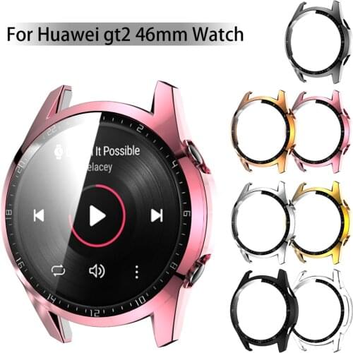 Case for Huawei Watch GT 2 46mm Tempered glass Full cover Plating Hard Protective Cover Shell shockproof case for Huawei GT2
